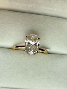 New 3.5 Carat CZ Size 10 Oval Cut Engagement Ring Gold Plated